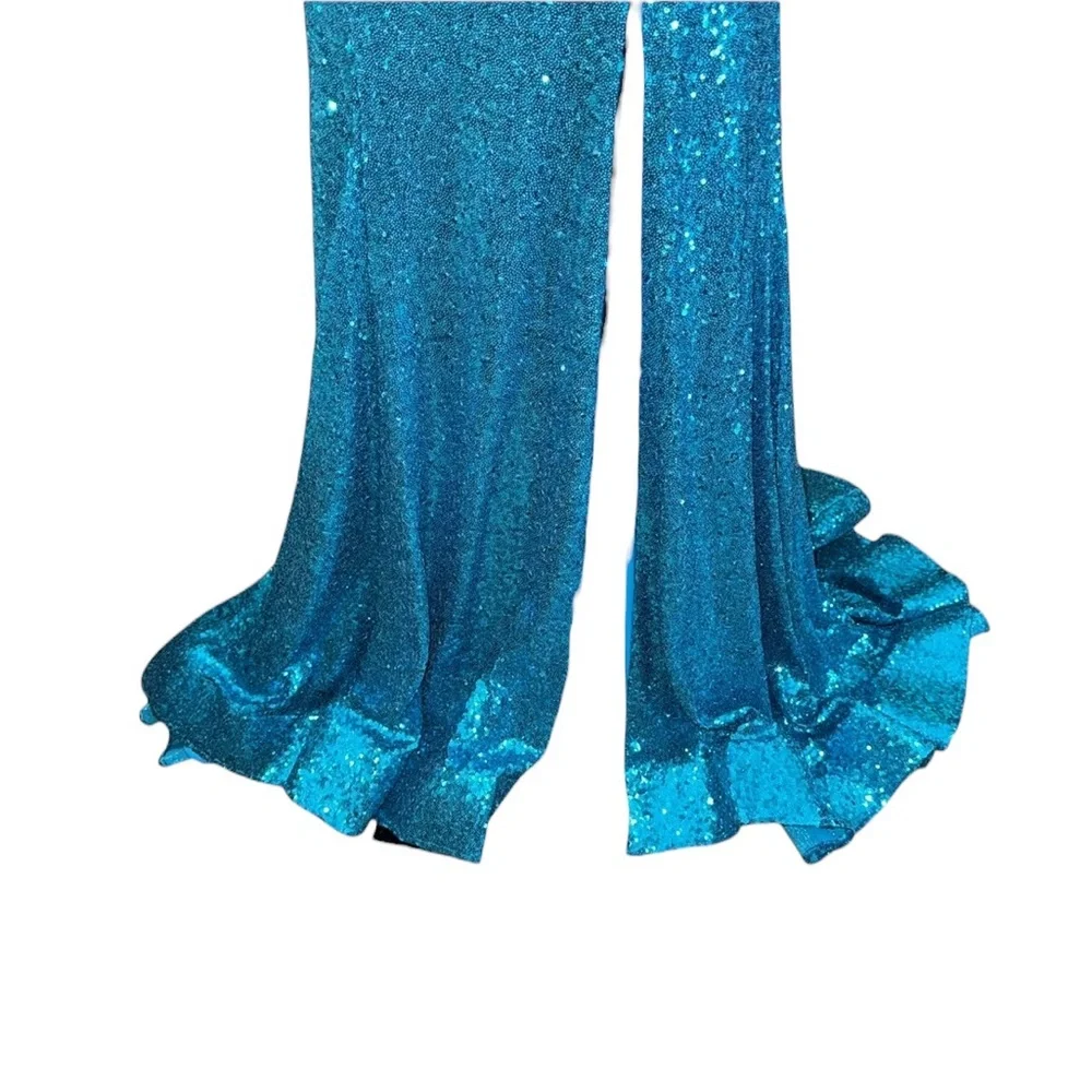 Morilee Prom Dress 12 Teal Sequin Mermaid Two Piece Formal Pageant Gown - Picture 4 of 12